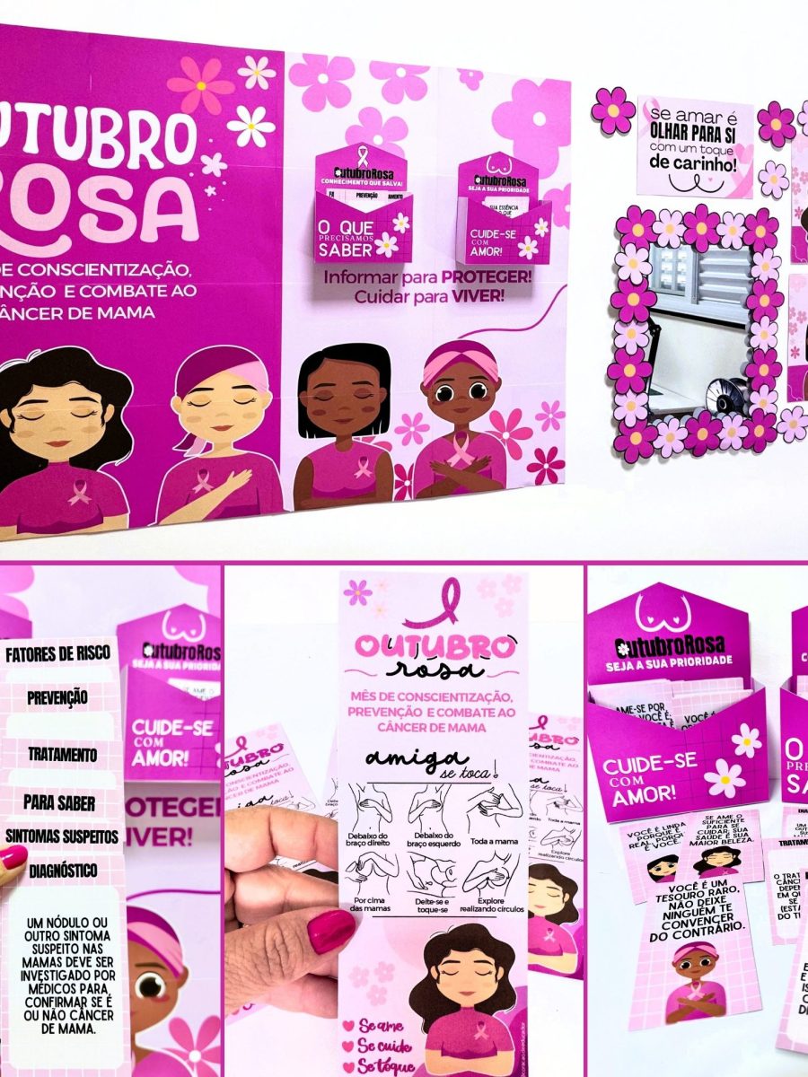 Painel Outubro Rosa - Toque de Cuidado - - Pedagogia de Ideias Painel Outubro Rosa - Toque de Cuidado